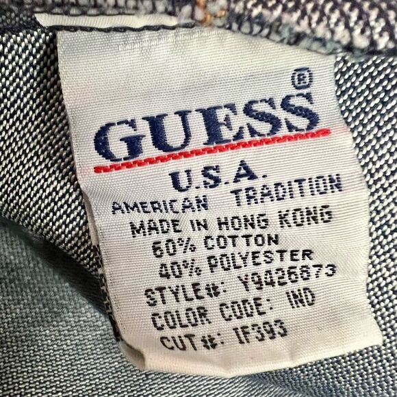 Vintage 90s Y2K Guess USA Rigid Denim Jean Trucker Jacket Cottagecore West M - Picture 11 of 12